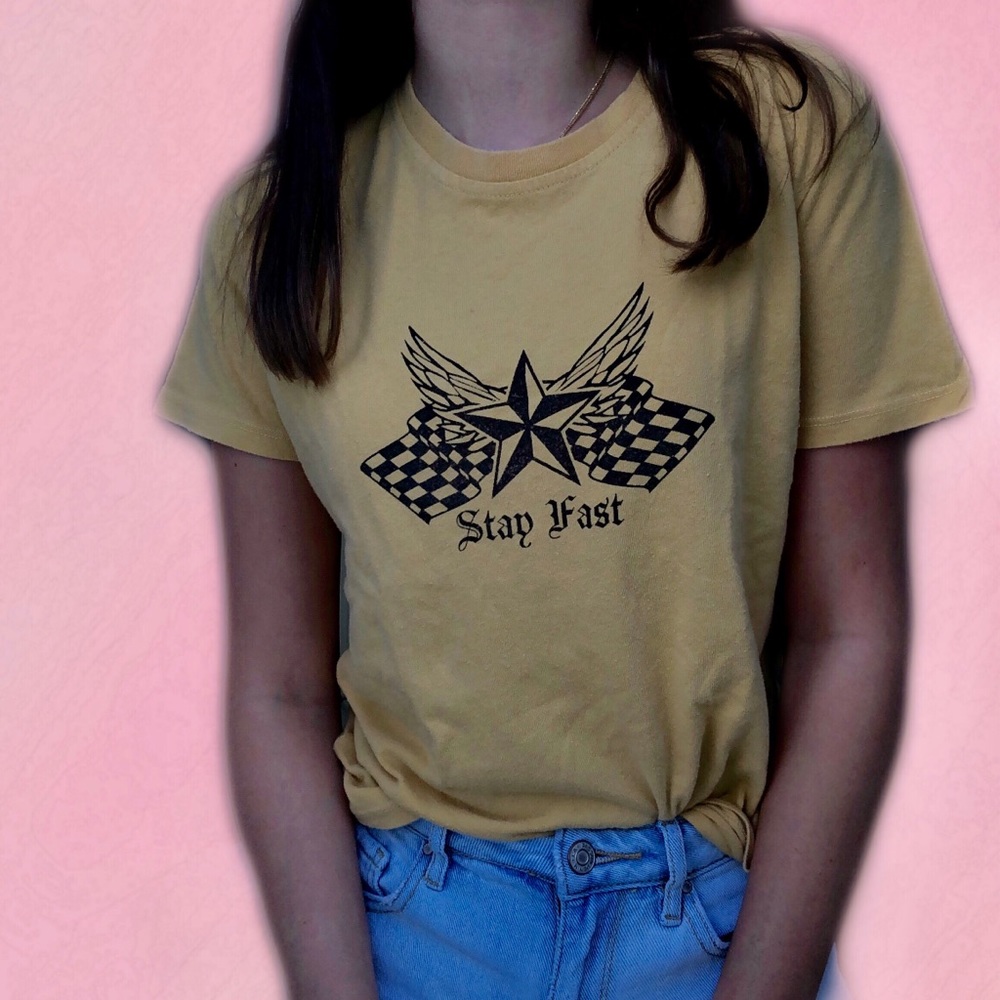 Yellow Mustard “start fast” Brandy Melville Tee